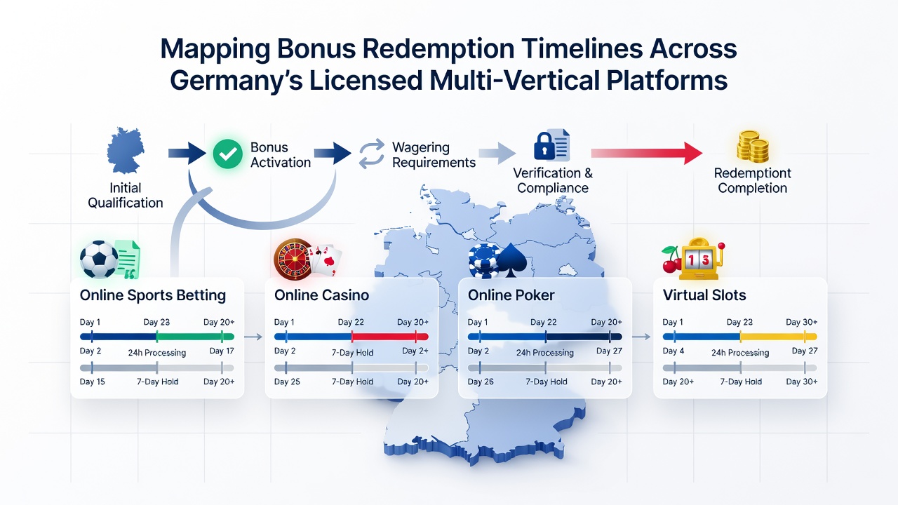 Detaillierte Darstellung von Zeitplänen für Bonus-Einlösungen in Slots, Sportwetten und Poker auf deutschen Plattformen