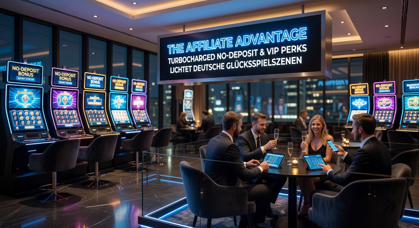 VIP-Lounge-Szene mit exklusiven Perks wie personalisierten Boni, höheren Limits und Affiliate-exklusiven Events in der deutschen Online-Glücksspielwelt
